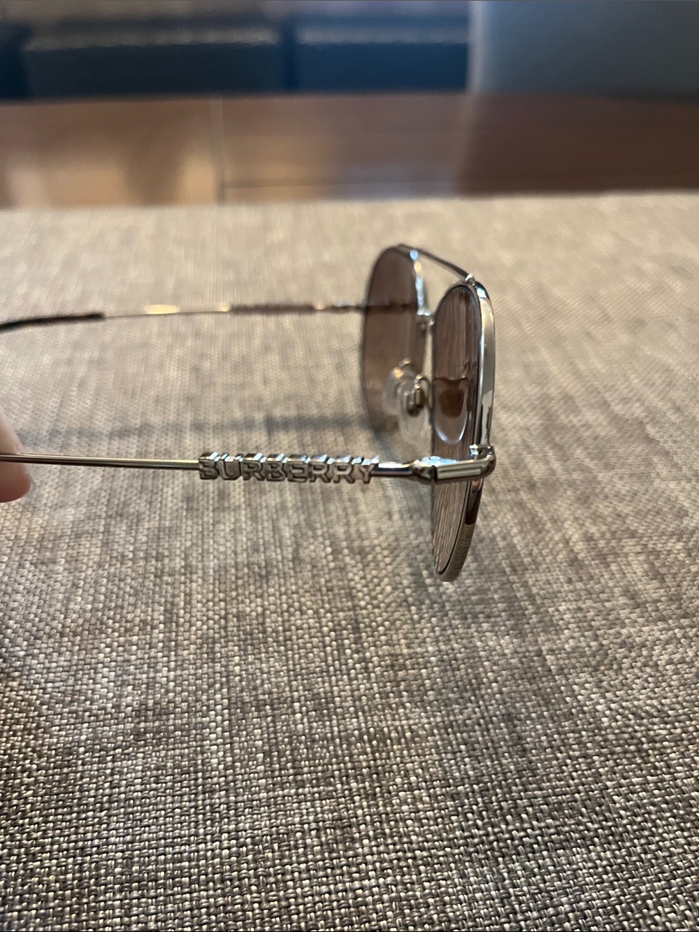 Burberry Silver Frame Sunglasses with Brown Gradient Lenses - Picture 3 of 3